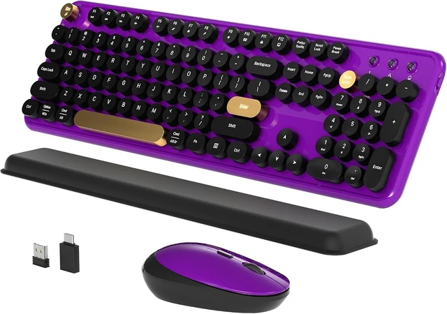 Main image of Wireless Computer Keyboard & Mouse Combo (Purple-Black)