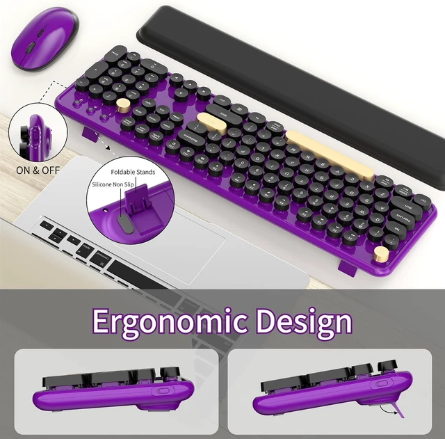 Alt view image 2 of 7 - Wireless Computer Keyboard & Mouse Combo (Purple-Black)