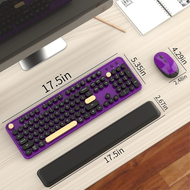 Alt view image 6 of 7 - Wireless Computer Keyboard & Mouse Combo (Purple-Black)