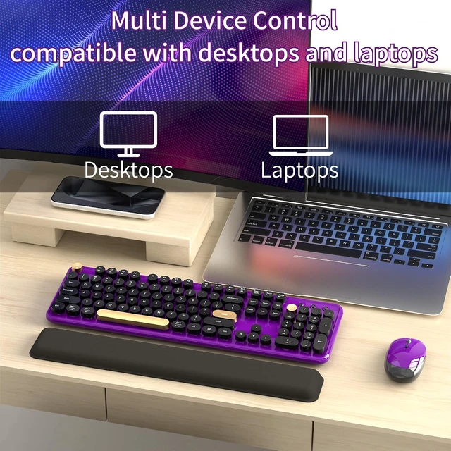 Alt view image 7 of 7 - Wireless Computer Keyboard & Mouse Combo (Purple-Black)
