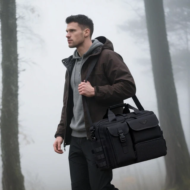 Alt view image 2 of 6 - Tactical Messenger Briefcase for Men Military Laptop Bag Fits 14"/15.6"/17.3" for Work