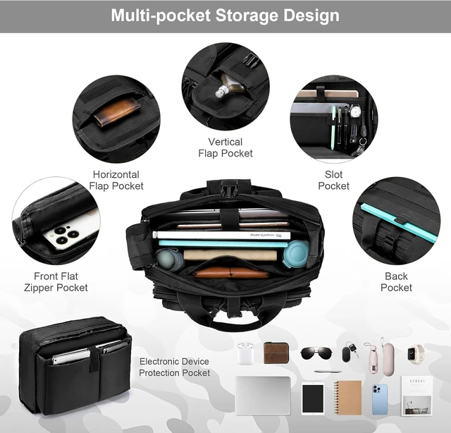 Alt view image 4 of 6 - Tactical Messenger Briefcase for Men Military Laptop Bag Fits 14"/15.6"/17.3" for Work