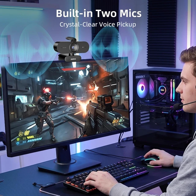 Alt view image 5 of 7 - 4K USB Webcam for PC Auto-Focus Streaming Camera with Dual Noise-Reduction Mics