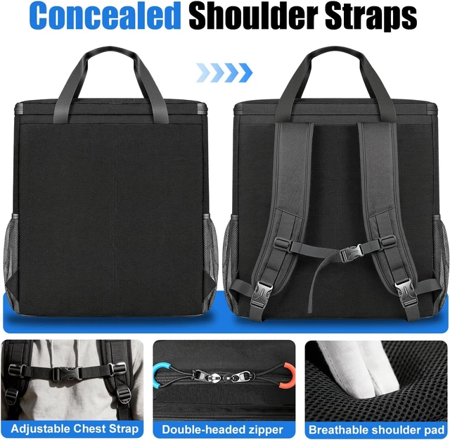 Alt view image 6 of 7 - Computer Desktop Tower Carrying Case Padded Protection & Multiple Pockets, Gaming Backpack Holds CPU, Keyboard, Mouse, Cables & Accessories
