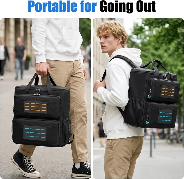 Alt view image 7 of 7 - Computer Desktop Tower Carrying Case Padded Protection & Multiple Pockets, Gaming Backpack Holds CPU, Keyboard, Mouse, Cables & Accessories
