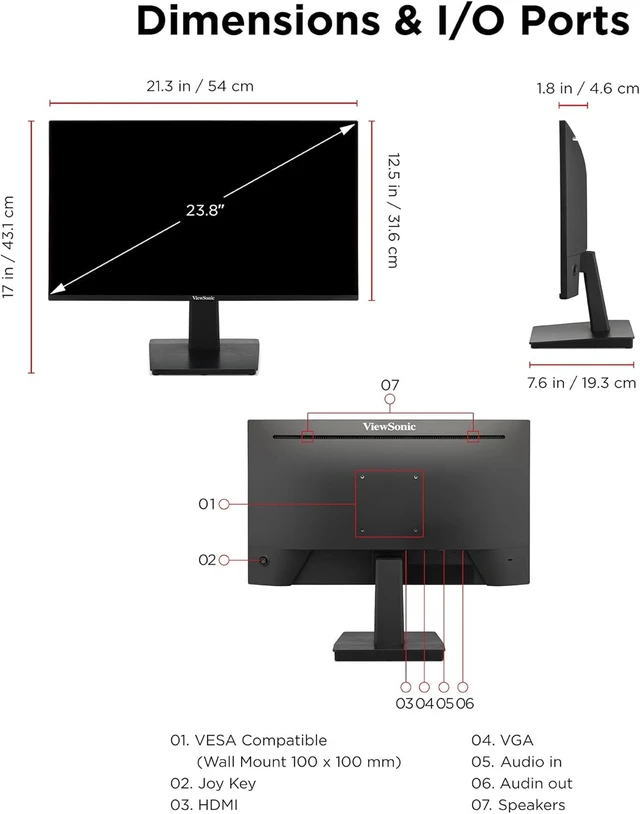 Alt view image 6 of 7 - VA2448-MH 24" 1080p IPS Computer Monitor 120Hz Display