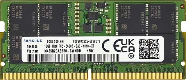 Main image of 16GB DDR5 5600MHz PC5-44800 CL46 Laptop RAM SODIMM 1Rx8 Single Rank 1.1V 262-Pin Memory (M425R2GA3BB0-CWM)