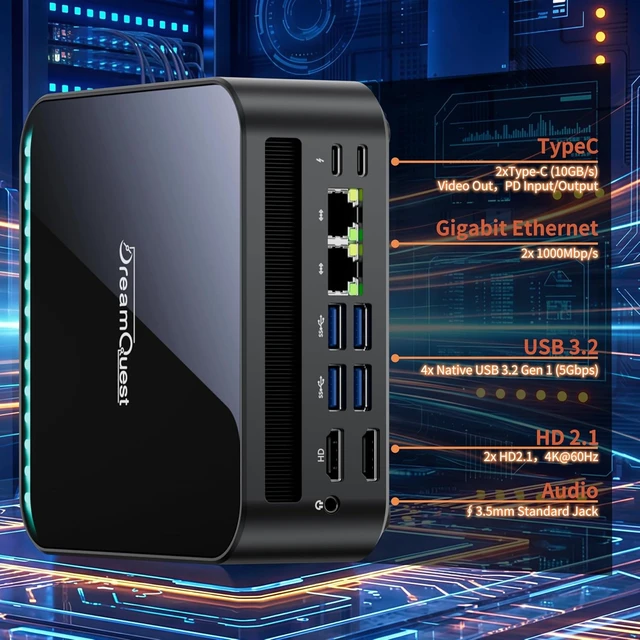 Alt view image 4 of 7 - Mini PC with Windows 11 Pro Pre-Loaded Ryzen 5 7430U (Up to 4.3GHz, 6C/12T), 16GB DDR4, 512GB M.2 SSD, Dual HDMI 4K@60Hz, LAN, Type-C, WiFi 6, BT 5.3 for Home & Business