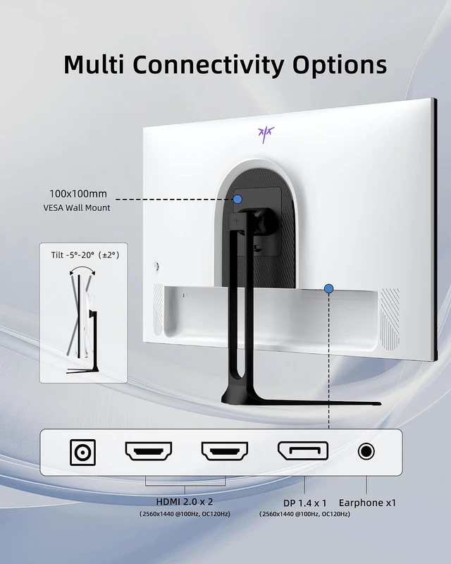 Alt view image 7 of 7 - 32" 2K QHD Computer Monitor 120Hz IPS Panel (White)