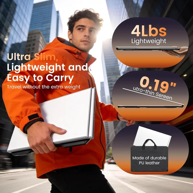 Alt view image 5 of 7 - 15.6" Laptop Screen Extender 1080P FHD Ultra-Slim Triple Portable Monitor