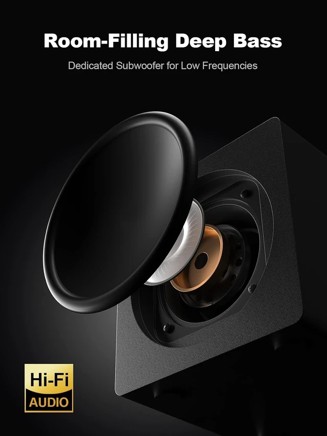 Alt view image 3 of 7 - 2.1 PC Computer Speakers with Subwoofer 80W Peak Power