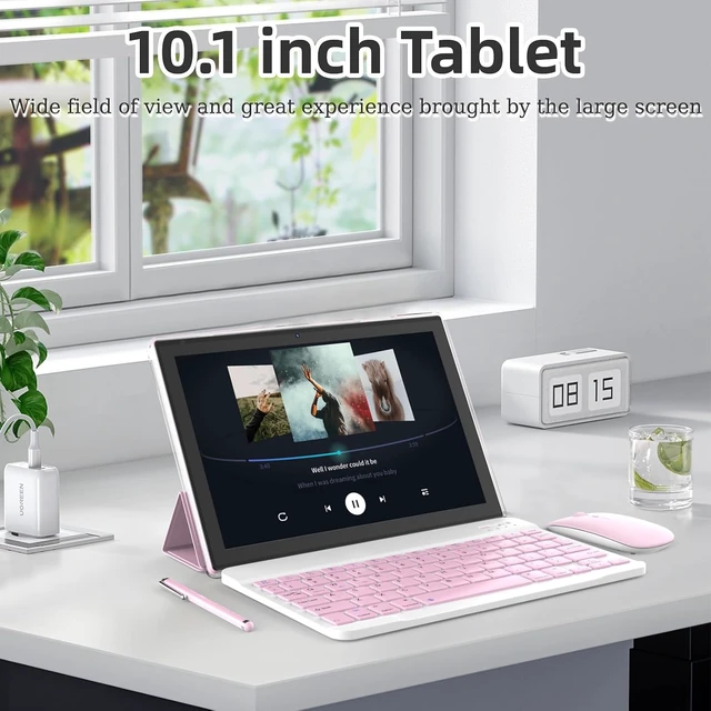 Alt view image 3 of 7 - 10" Android 15 2-in-1 Tablet with Keyboard/Mouse/Case/Stylus 8GB RAM + 32GB ROM/1TB Expandable, 1.8GHz Quad-Core, 1280*800 HD Touch Screen, 8MP Camera, 2.4G/5G WiFi 6