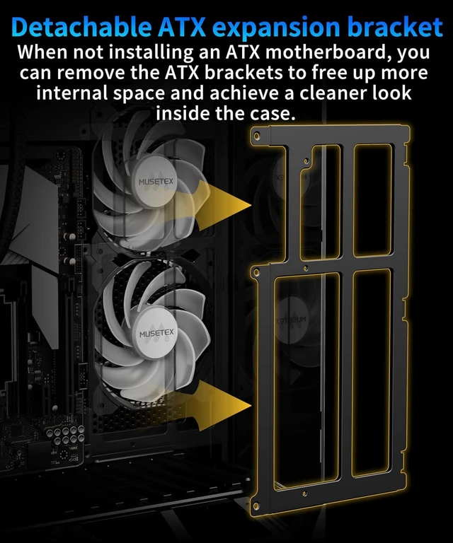 Alt view image 3 of 7 - GR3 ATX Mid-Tower Gaming PC Case Vertical GPU Mounting, 5 PWM ARGB Fans Pre-Installed, 360MM RAD Support, Type-C, 270° Full-View Tempered Glass (Black)