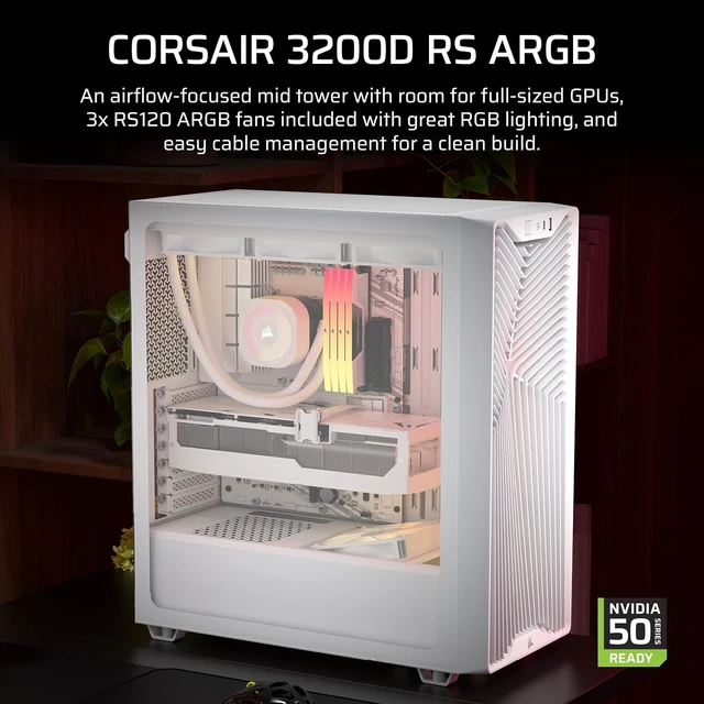Alt view image 2 of 7 - 3200D RS ARGB Mid-Tower PC Case (White)
