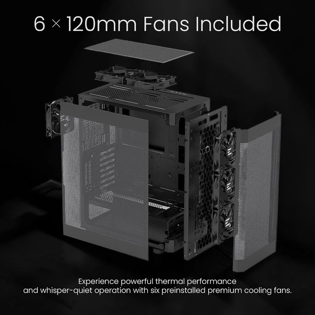 Alt view image 3 of 7 - i4 ATX Mid-Tower Desktop PC Case 6X Preinstalled Fans, High Airflow