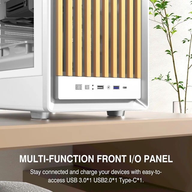 Alt view image 7 of 7 - M1 ATX Mid-Tower Gaming PC Case Walnut Front Panel, 4 PWM ARGB Fans Pre-Installed, 240MM RAD Support, Type-C (White Walnut)