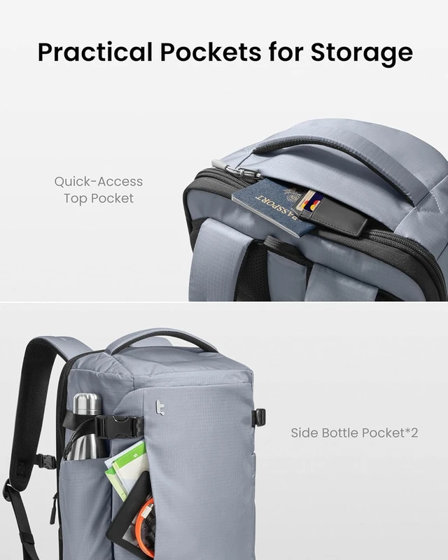 Alt view image 7 of 7 - 40L Travel Backpack TSA Carry-On Flight Approved, PFAS Free