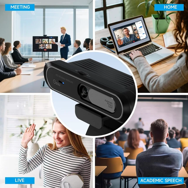 Alt view image 5 of 7 - Wireless Webcam with Auto Privacy Cover Manual Focus Ring, Half-Day Use
