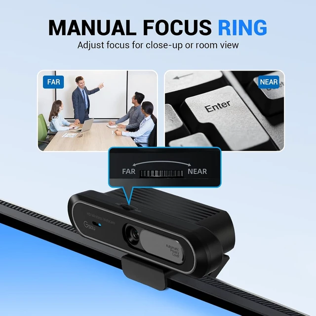 Alt view image 6 of 7 - Wireless Webcam with Auto Privacy Cover Manual Focus Ring, Half-Day Use