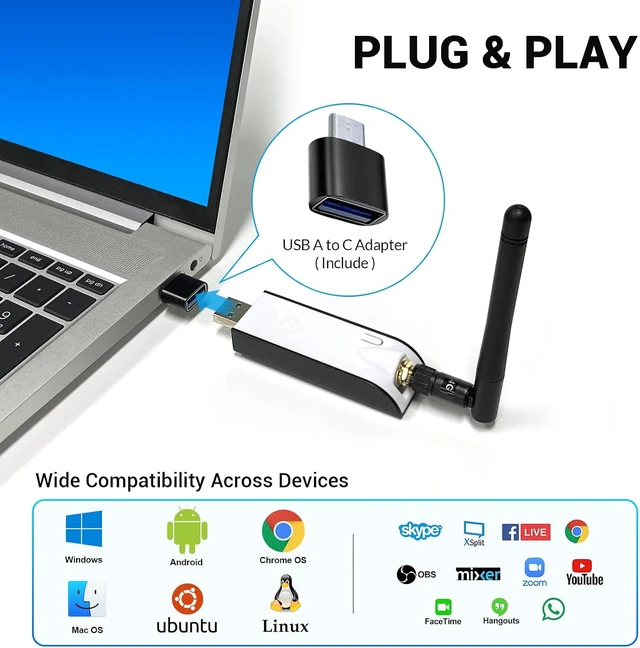 Alt view image 7 of 7 - Wireless Webcam with Auto Privacy Cover Manual Focus Ring, Half-Day Use