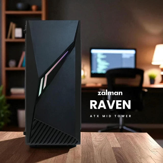 Alt view image 2 of 7 - Compact ATX Mid-Tower RGB Gaming Desktop PC Case Ravn