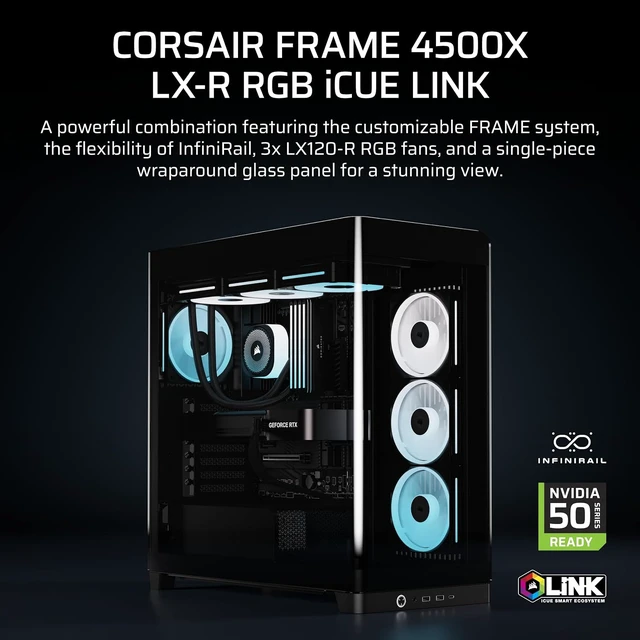 Alt view image 2 of 7 - 4500X LX RGB Frame Customisable Panoramic Mid-Tower PC Case (Black)