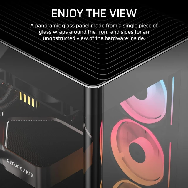 Alt view image 3 of 7 - 4500X LX RGB Frame Customisable Panoramic Mid-Tower PC Case (Black)