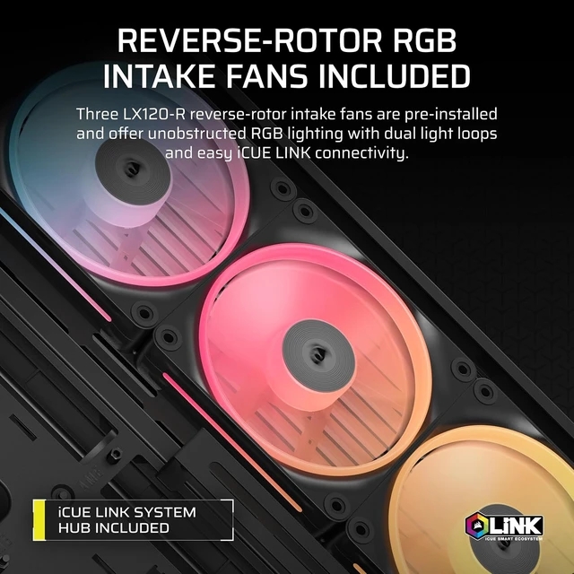 Alt view image 5 of 7 - 4500X LX RGB Frame Customisable Panoramic Mid-Tower PC Case (Black)