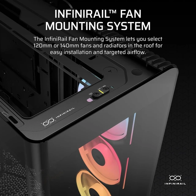 Alt view image 6 of 7 - 4500X LX RGB Frame Customisable Panoramic Mid-Tower PC Case (Black)