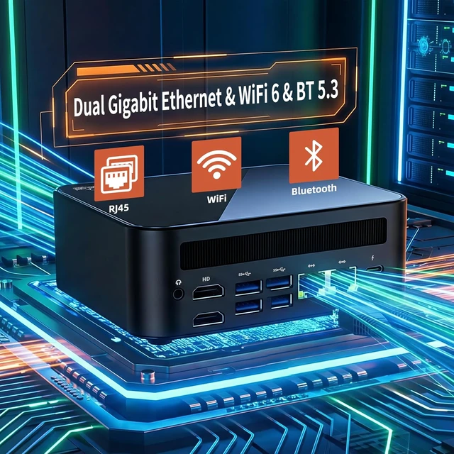 Alt view image 6 of 7 - Mini PC with Windows 11 Pro Pre-Loaded Ryzen 5 7430U (Up to 4.3GHz, 6C/12T), 16GB DDR4, 512GB M.2 SSD, Dual HDMI 4K@60Hz, LAN, Type-C, WiFi 6, BT 5.3 for Home & Business