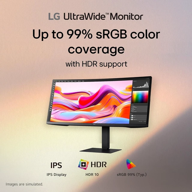 Alt view image 5 of 7 - 34U650A-B 34" UltraWide IPS WQHD 100Hz HDR10 Curved Monitor (Black)