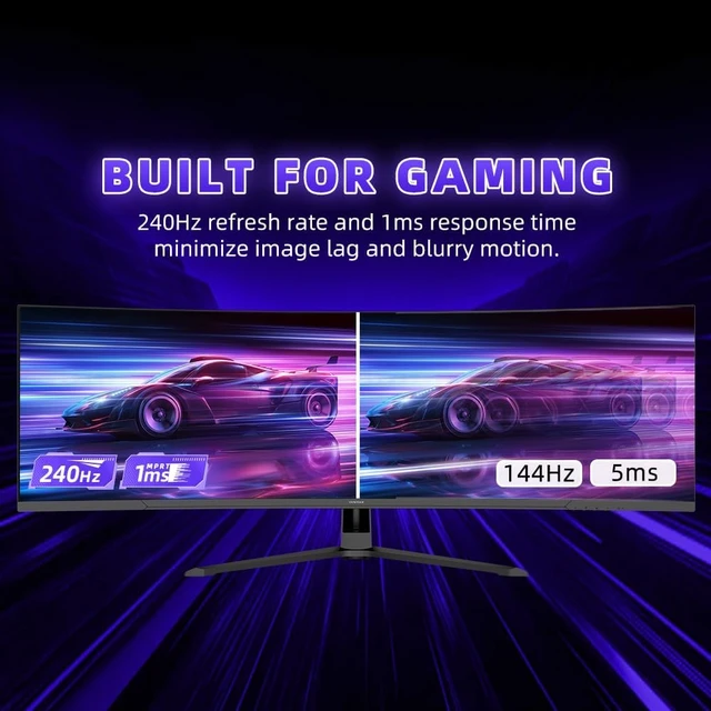 Alt view image 2 of 7 - 44.5" Curved DQHD Gaming Monitor 240Hz, 1ms Computer Monitor