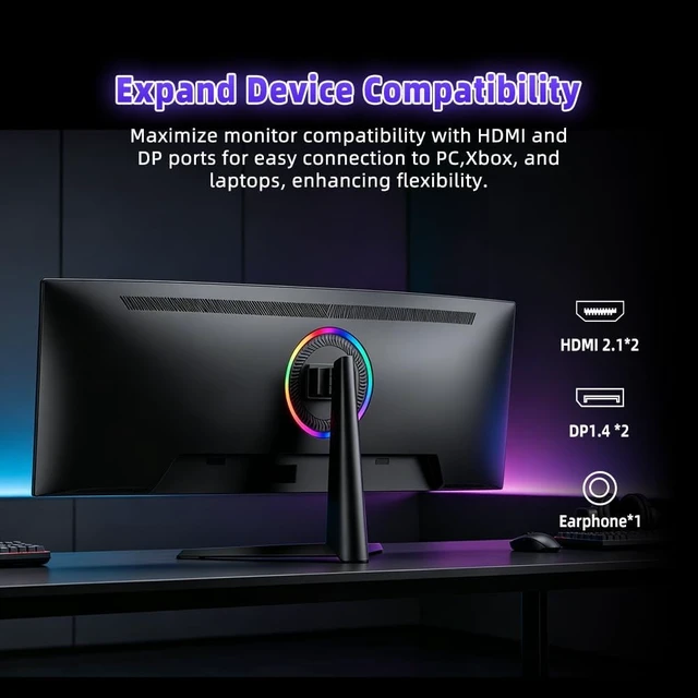 Alt view image 7 of 7 - 44.5" Curved DQHD Gaming Monitor 240Hz, 1ms Computer Monitor