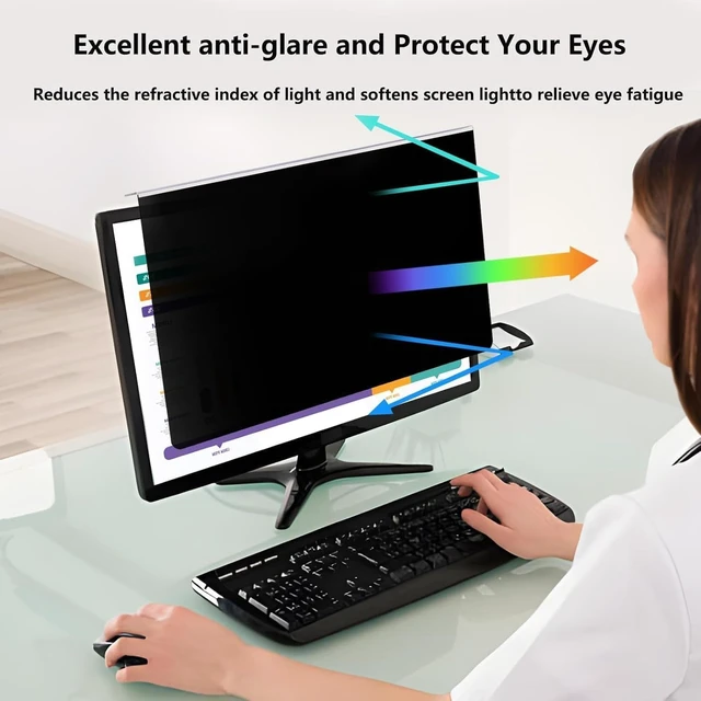 Alt view image 4 of 6 - 2-Pack Hanging Computer Privacy Screen Shield Compatible with 26/27" 16:9