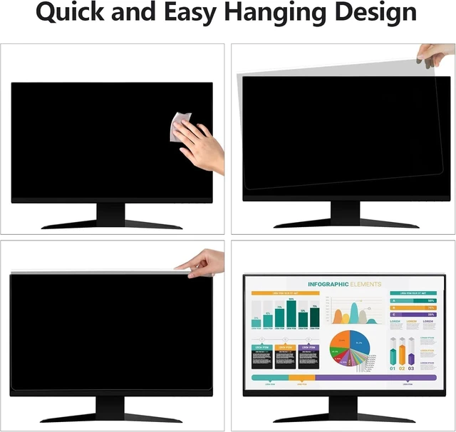 Alt view image 5 of 6 - 2-Pack Hanging Computer Privacy Screen Shield Compatible with 26/27" 16:9