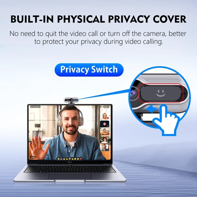 Alt view image 6 of 7 - 2K QHD Webcam with Windows Hello Facial Recognition Web Camera