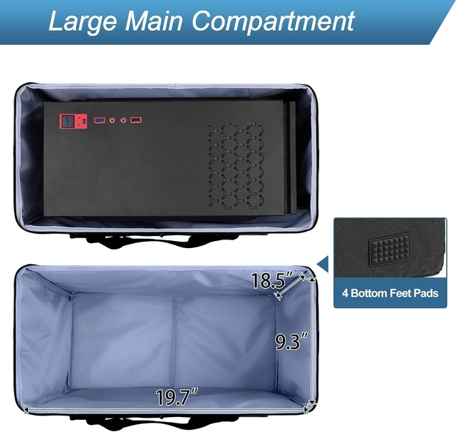 Alt view image 2 of 7 - PC Carrying Case Desktop Travel Bag for Full Computer Tower (Black)