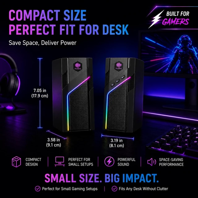 Alt view image 6 of 7 - W-206RE Computer Speakers for Desktop PC Bluetooth, RGB Lights