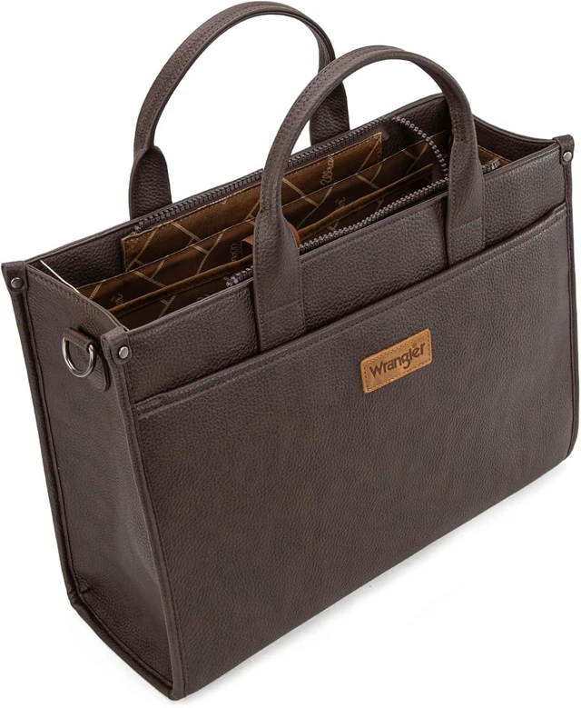 Alt view image 4 of 6 - Wrangler 15.6" Laptop Bag for Women Vintage Work Tote, Business Briefcase Handbag with Adjustable Shoulder Strap