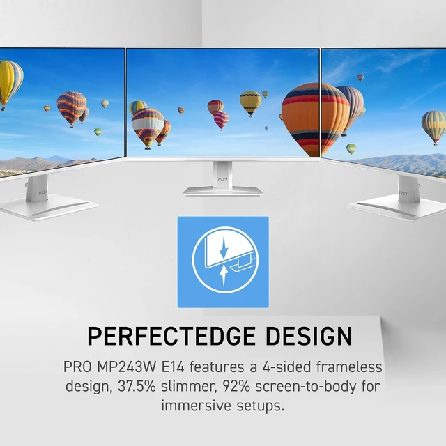 Alt view image 4 of 7 - PRO MP243W E14 24" IPS 1920 x 1080 (FHD) Computer Monitor 144Hz, Adaptive-Sync, HDR Ready, HDMI, Display Port, VESA, Tilt, 4-Side Slim Bezel, 1ms (White)