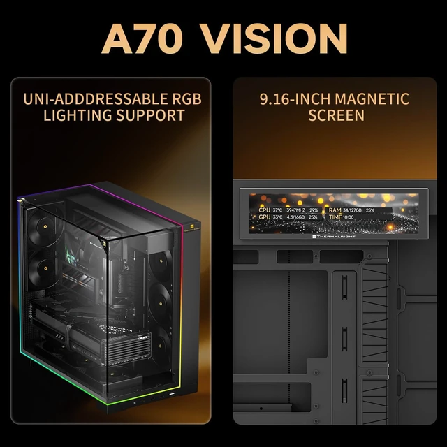 Alt view image 2 of 7 - A70 Vision ATX Gaming Case