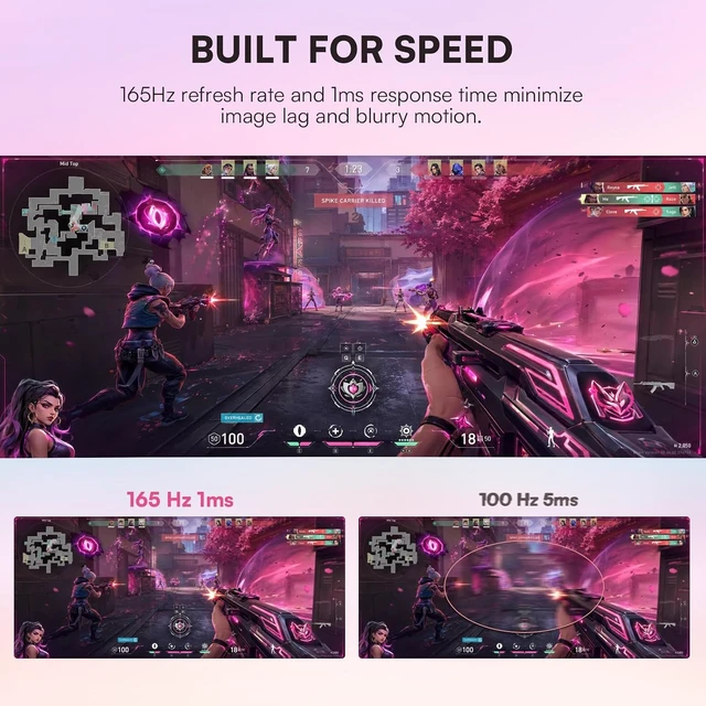 Alt view image 5 of 7 - 34" Pink Curved Ultrawide Gaming Monitor UWQHD 165Hz, 1500R