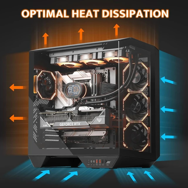 Alt view image 7 of 7 - DY470 Full-Tower ATX Gaming PC Case 4 PWM ARGB Fans (Black)