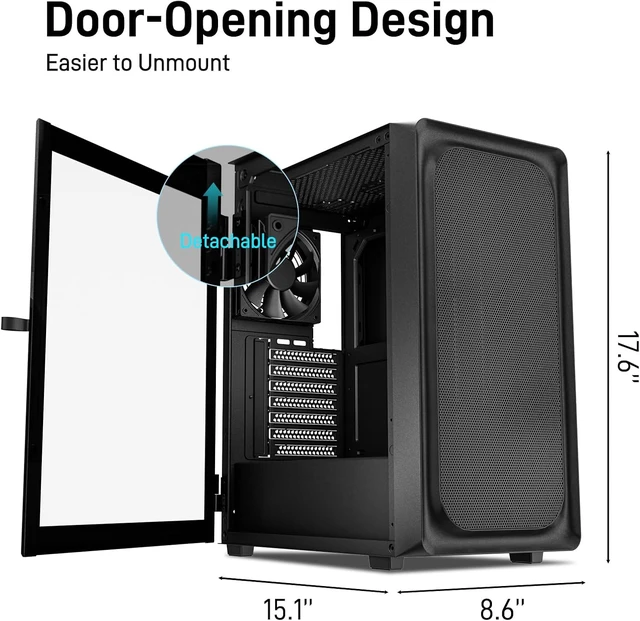 Alt view image 3 of 7 - EC2 ATX Mid-Tower Gaming Computer PC Case Type-C Ready