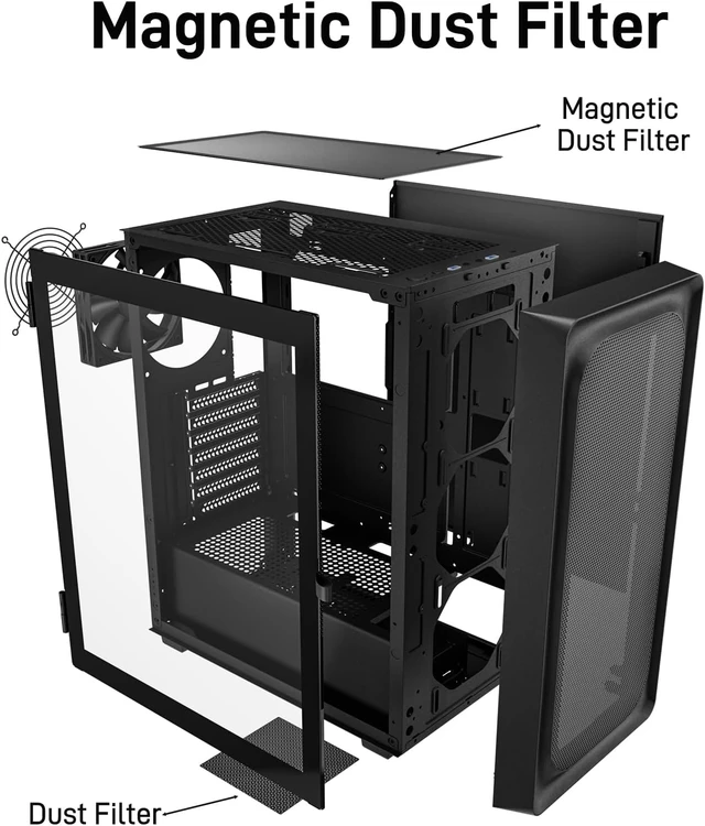 Alt view image 7 of 7 - EC2 ATX Mid-Tower Gaming Computer PC Case Type-C Ready