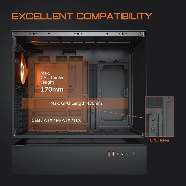 Alt view image 3 of 7 - CFV235 ES ATX Gaming Computer PC Case (Black)