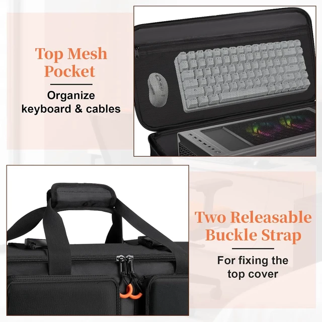 Alt view image 6 of 7 - Large Computer Desktop Tower Carrying Case PC Travel Case