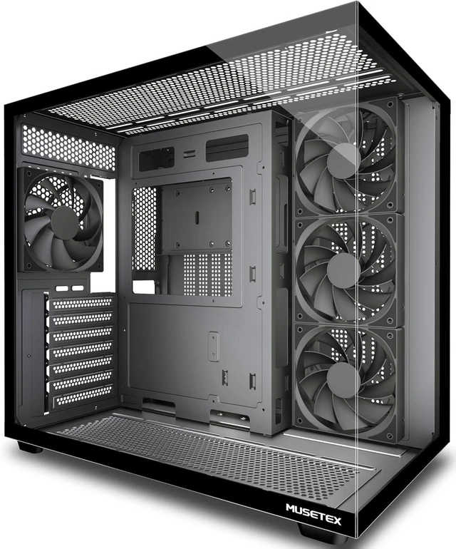 Main image of Y6 ATX Mid-Tower PC Case 4 Non-LED Fans Pre-Installed, Type-C, 270° Full-View Tempered Glass (Black)