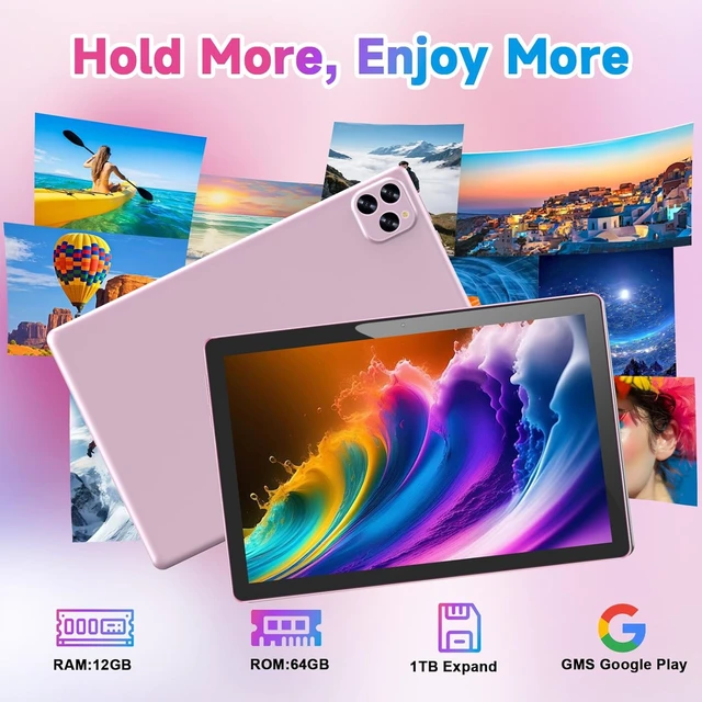 Alt view image 5 of 7 - 10" Android 16 2-in-1 Tablet 12GB RAM + 64GB ROM/1TB Expandable, 1280 * 800 HD Touch Screen, 5G WiFi6, BT 5.0, Keyboard Case Mouse Stylus (Pink)