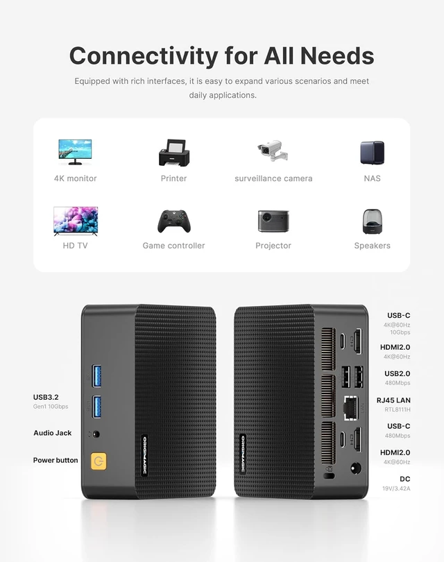 Alt view image 3 of 7 - C5 Mini PC Ryzen 5 3500U (Up to 3.7GHz)